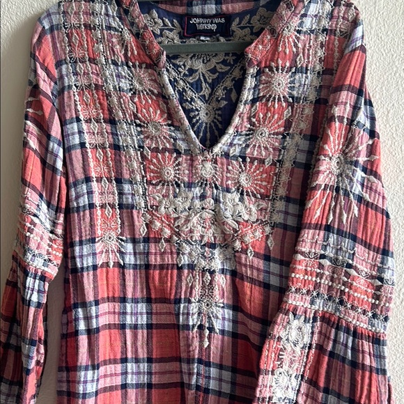 Johnny Was Red and Blue Embroidered Blouse - Picture 4 of 11